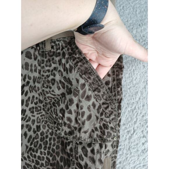 Intro Love The Fit Pants Womens 12 Stretch Brown Capri Leopard Cuffed Drawstring - Picture 4 of 9